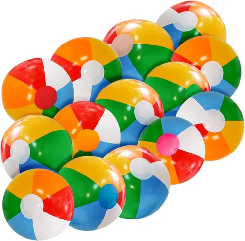 Miniatura 9 de Pelota de playa de 12 pulgadas para niños: paquete de 14 pelotas de playa inflables a granel - Pelotas de playa a granel hawaianas tropicales