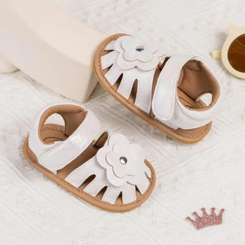 Miniatura 85 de Meckior Sandalias de verano con punta abierta y suave de piel sintética para bebés y niñas pequeñas