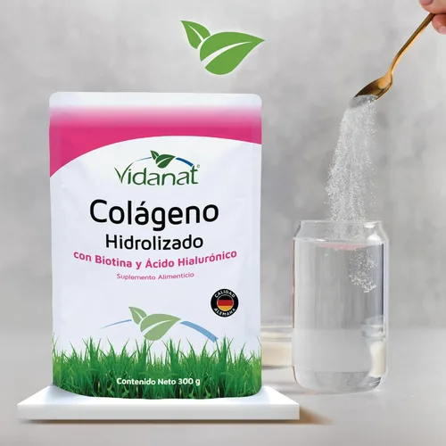 Miniatura 4 de Vidanat Péptidos de colágeno puro hidrolizado con biotina y ácido hialurónico – Apoya la salud de la piel, el cabello, las uñas y las articulaciones