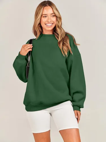 Miniatura 6 de ANRABESS Sudadera de gran tamaño para mujer, con cuello redondo, estilo Y2K, sudadera con capucha de forro polar, cómoda, camiseta informal, ropa