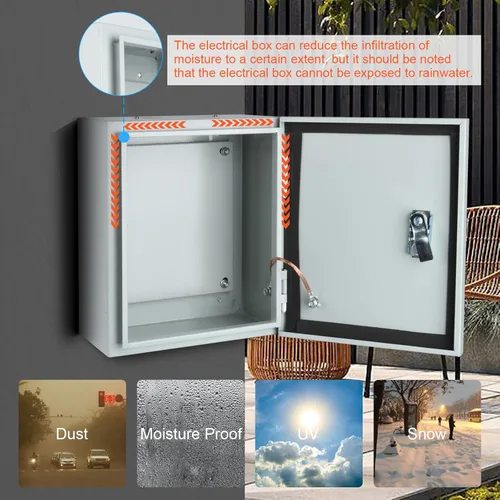Miniatura 3 de Caja de conexiones eléctricas de acero, Caja de caja eléctrica para interiores y exteriores, Caja de metal resistente al agua y al polvo, Montada