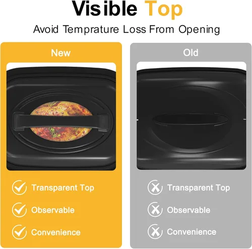 Miniatura 4 de Horno tostador Sunvivi, horno tostador eléctrico con tapa de visualización, horno tostador de pavo de 28 libras y 24 cuartos de galón con función