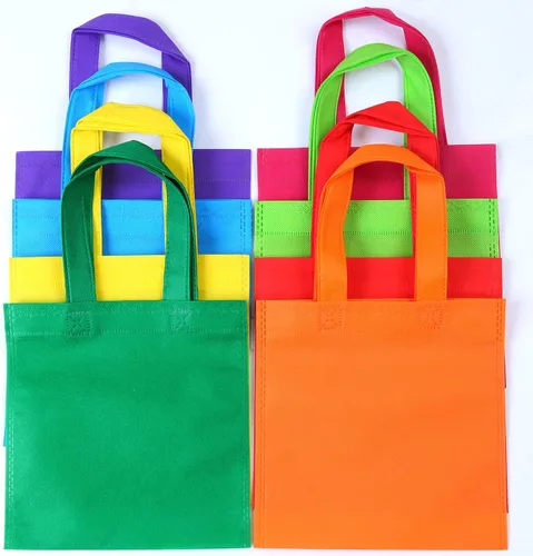 Miniatura 5 de Elcoho 40 bolsas de regalo de fiesta no tejidas de 8 x 8 pulgadas, bolsa de regalo reutilizable con asas, bolsa de regalo para fiesta de cumpleaños