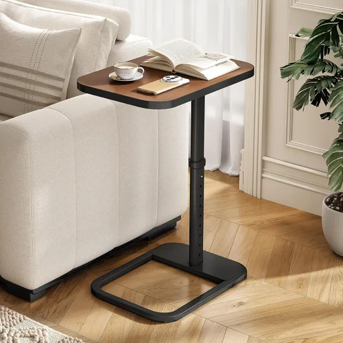 Miniatura 17 de Kitstorack Mesa de bandeja de TV mejorada con bloqueo de panel, altura ajustable y diseño abatible de 90°, mesa lateral auxiliar para brazo de sofá