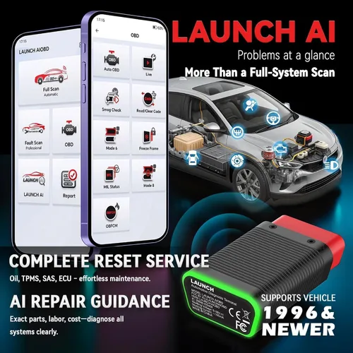 Miniatura 3 de LAUNCH AIOBD Bluetooth OBD2 escáner - Diagnóstico completo del sistema, IA explica fallas simplemente, estimaciones de piezas/mano de obra/costos