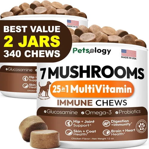 Miniatura 11 de Multivitamínico masticable para perros, vitaminas y suplementos para perros con glucosamina, 170 masticables, cadera y articulaciones, apoyo