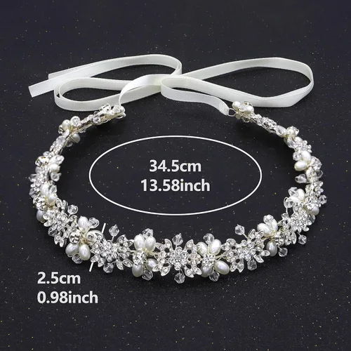 Miniatura 2 de Oriamour Tocado nupcial diseño de flores diadema de boda Accesorios para el cabello nupcial