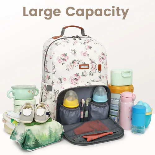 Miniatura 6 de Mochila para pañales, bolsas grandes de pañales para bebé con almohadilla cambiadora portátil para niños y niñas, bolsa de viaje multifunción