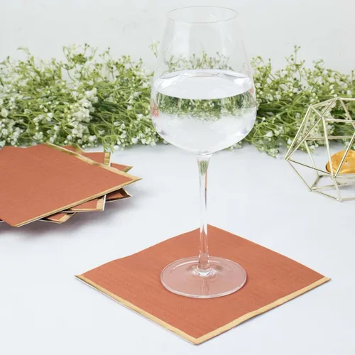 Miniatura 32 de Efavormart 50 Pack Servilletas de papel para fiestas de 2 capas suaves verde oliva con borde dorado de oro, servilletas para cenas, cócteles