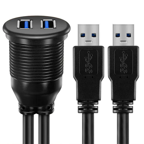Miniatura 7 de Cable de extensión USB 3.0 de 2 puertos, montaje empotrado, adaptador de panel de tablero de instrumentos para automóvil, camión, barco