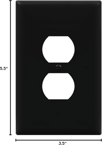 Miniatura 8 de ENERLITES Placa de pared dúplex para tomacorriente para receptáculos, cubierta de toma de corriente eléctrica jumbo, acabado brillante, de gran Negro