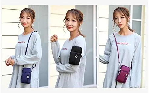 Miniatura 2 de Bolso bandolera Oxford con cremallera para teléfono celular para Samsung Galaxy S24+ S23 FE S23 S22 S21 S20 FE S10e A01 A54 Rosado