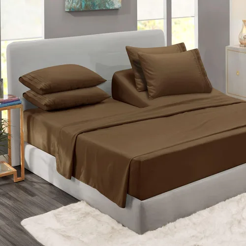 Miniatura 97 de Clara Clark - Juego de sábanas King con Flex Top, 6 piezas - Sábanas de lujo para cama King con cabeza dividida, juego de cama súper suave, King
