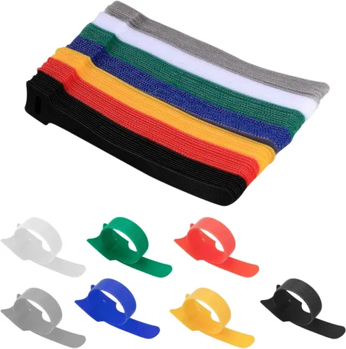 70 bridas de cables reutilizables, multicolor, reutilizables, correas organizadoras de cables ajustables, organizador de cables de gancho y bucle,