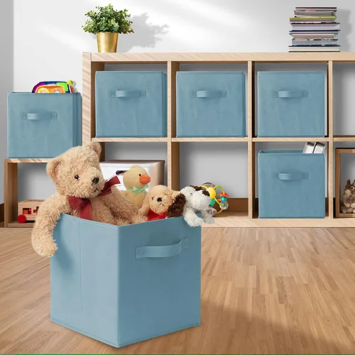 Miniatura 5 de Casafield juego de 6 cubos de almacenamiento plegables de tela, canastas de tela plegables de 11 pulgadas, para estantes, cubos organizadores