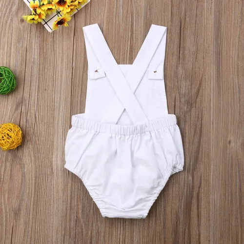 Miniatura 4 de Mubineo Overol básico liso para bebé, recién nacido, de lino, pantalones cortos
