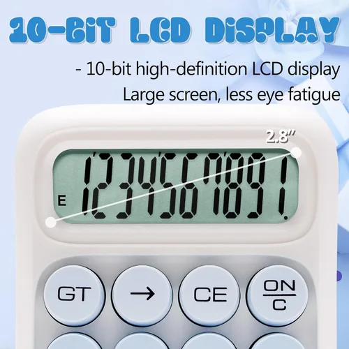 Miniatura 3 de Calculadora de Interruptor Mecánico, 10 Dígitos, Gran Pantalla LCD, Púrpura, Teclas Grandes, Estética