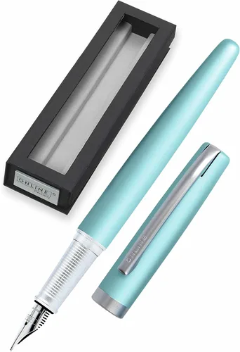 Miniatura 4 de Online Eleganza Bolígrafo I Satin Blue I Recambio grande reemplazable I Metal Biro I Tinta Color Negro I Retráctil I Bolígrafo en caja de regalo, 1