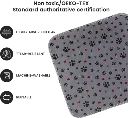 Miniatura 2 de Almohadillas lavables para orina para perros, paquete de 2 almohadillas extra grandes de 36 x 36 pulgadas, súper absorbentes, reutilizables
