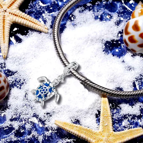 Miniatura 2 de Bear Koala Sea Turtle Bee Butterfly Owl Lucky Cat Charm Animal World Bead para pulsera europea, Esmalte, Base