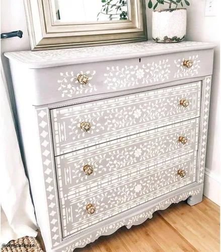 Miniatura 3 de Plantilla de incrustaciones indias – Diseños de incrustaciones de hueso para muebles – Plantilla reutilizable para decoración del hogar