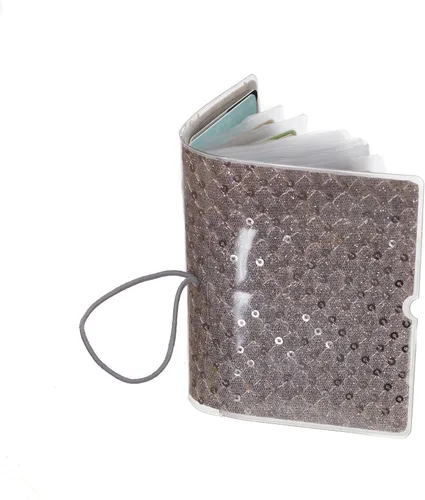 Miniatura 5 de Soporte para tarjetas de crédito para mujeres, soporte para cupones de tarjetas de fidelidad y organizador con 32 ranuras para tarjetas, lentejuelas