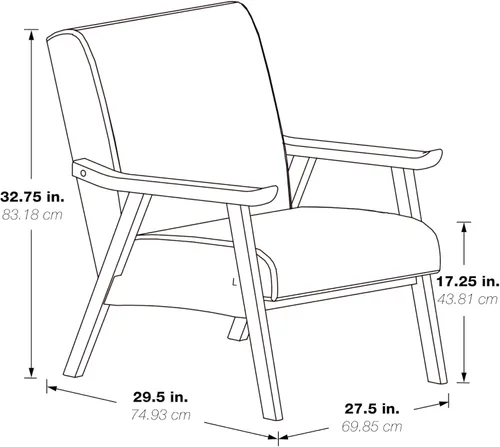 Miniatura 3 de OSP Home Furnishings Weldon Mid-Century - Sillón moderno, tela de carbón con marco acabado negro