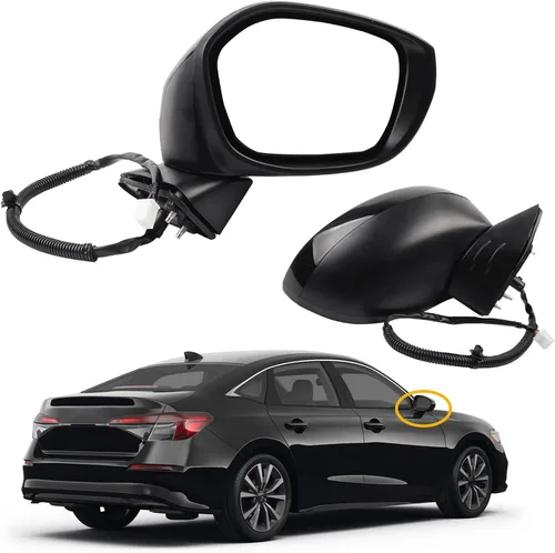 Dasbecan Espejo lateral derecho del pasajero compatible con Honda Civic 2022-2025 con vidrio eléctrico, plegable manual, combina con cristal negro
