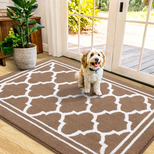 Miniatura 13 de Buganda Alfombra para Puerta Interior, Felpudo Resistente a la Suciedad y Absorbente, Antideslizante, Alfombras de Perfil Bajo para Entrada Marrón