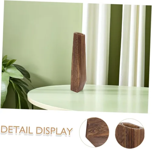 Miniatura 3 de Wakauto Jarrones de madera oblongos rústicos altos para piso, moderno centro de mesa de granja, jarrón decorativo de madera natural, soporte