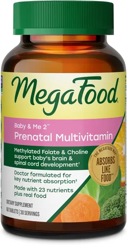 Nutrientes clave vitales para apoyo prenatal tanto de la madre como el bebé Baby & Me 2, MegaFood, 60, 1, 1