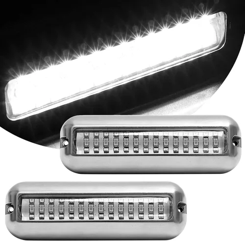Miniatura 11 de HUSUKU P1 (2.0) 6.6 pulgadas 3600LM Luces LED marinas para barco bajo el agua, 10-36V 90LED IP68, acero inoxidable 316, montaje en superficie