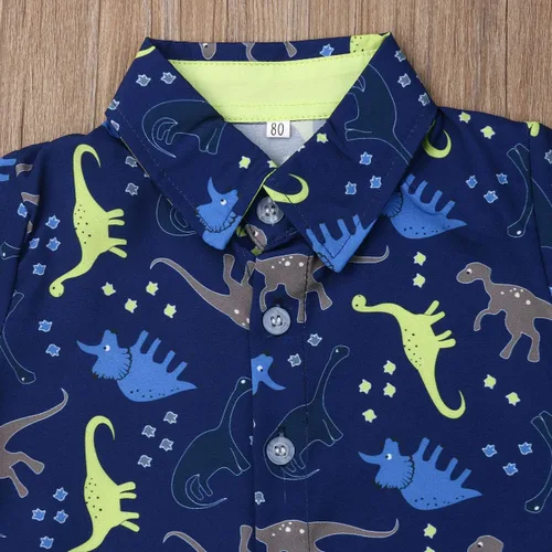 Miniatura 106 de Conjunto de camisa de manga corta con botones y pantalones cortos casuales con diseño de flamingo, para bebés y niños de 1 a 6 años, atuendos