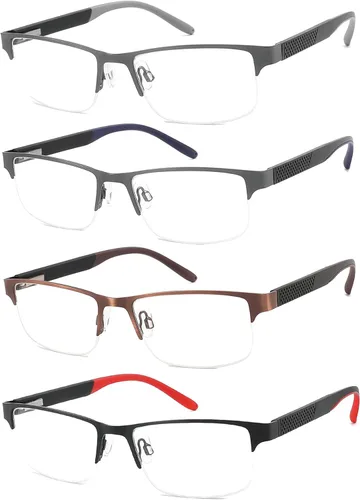 Miniatura 7 de Paquete de 4 lentes de lectura para hombres, lectores de computadora con bloqueo de luz azul, anti rayos UV, fatiga ocular/deslumbramiento, lentes