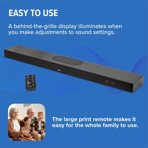 Miniatura 5 de ZVOX AccuVoice AV855 - Barra de sonido aclaradora de diálogo, tecnología auditiva patentada con 20 niveles de refuerzo de voz, subwoofers duales