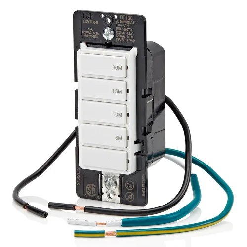 Miniatura 11 de Leviton Interruptor Temporizador de Cuenta Regresiva para ventilador de baño y luces del hogar, 5-10-15-30 minutos, no requiere neutro, unipolar