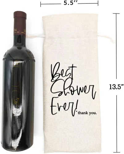 Miniatura 3 de Bolsa de vino Best Shower Ever: bolsa de arpillera personalizada con cordón para ideas de regalo de anfitrión de ducha