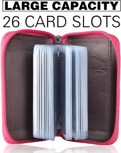 Miniatura 3 de Easyoulife billetera para tarjetas de crédito de cuero auténtico con espacio para 26 tarjetas