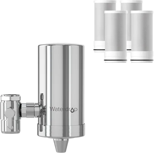 Waterdrop Filtro de agua para grifo de fregadero, acero inoxidable giratorio de 360°, purificador de agua certificado NSF para fregadero de cocina,