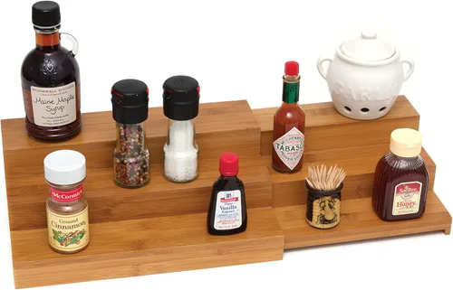 Miniatura 5 de Lipper International 8807 - Organizador de cocina expandible de madera de bambú de 3 niveles, 12" x 7-7/8" x 4-1/4
