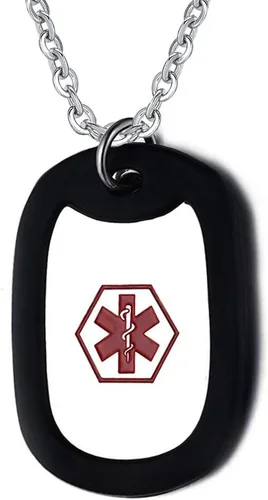 Miniatura 29 de VNOX Collar con colgante personalizado de acero inoxidable con grabado personalizado para identificación de alerta médica de emergencia para hombres