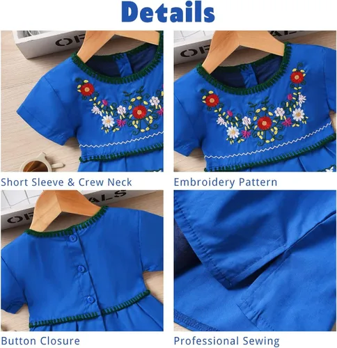 Miniatura 2 de Aalizzwell Vestido bordado de manga corta para bebé niña pequeña