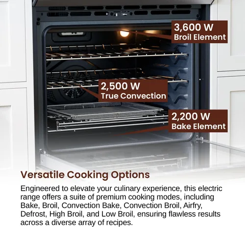 Miniatura 7 de Rangaire RRE303GS Estufa Eléctrica con Horno de Cristal Táctil de 30" - Acero Inoxidable, Quemadores Infrarrojos, Convección Verdadera