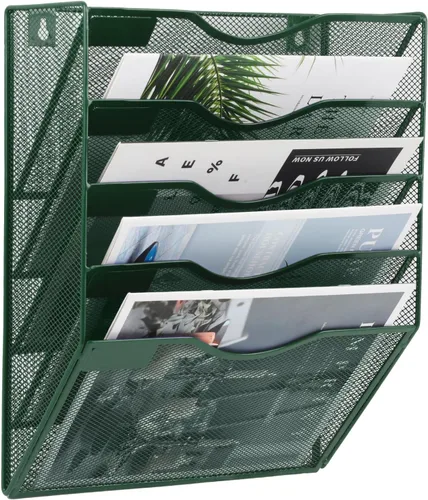 Miniatura 45 de EASEPRES Organizador de archivos de malla de 3 bolsillos para colgar en la pared, carpeta de papel para correo montada en la pared, organizador