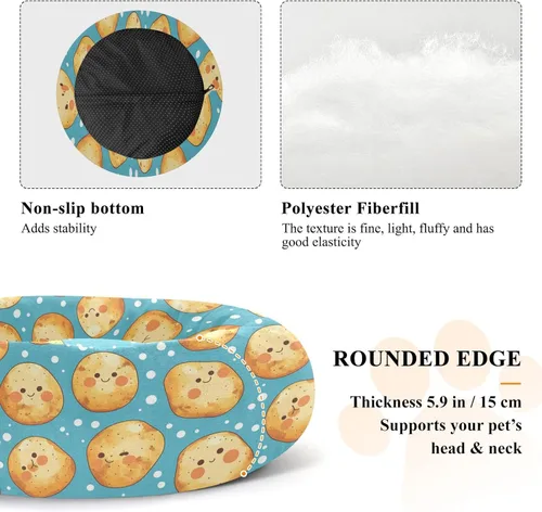 Miniatura 5 de Wudan Pet Cat Beds Removable & Washable Fluffy Dog Cave Bed for Small Size Pets Supplies XS Cartoon Kawaii-Style Potato Blue