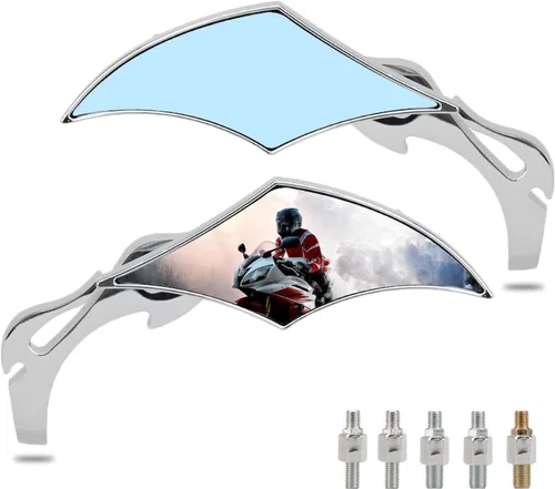 LKV Espejos para Motocicleta - Espejos Retrovisores Universales de 8 mm y 10 mm, Vista Trasera Lateral, Ajustables 360 Grados, para Manillar Harley