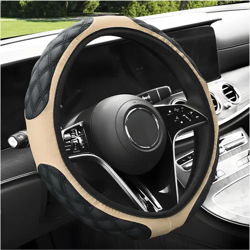 povtii Funda para volante de automóvil, 15 pulgadas, cuero antideslizante, protector de volante de automóvil, alfombrillas de funda suave universal