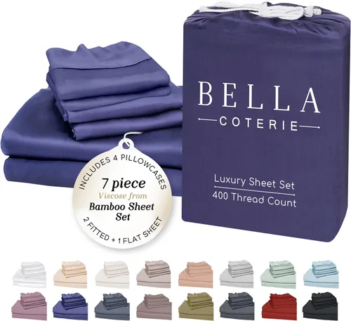 Miniatura 100 de Bella Coterie - Juego de sábanas de lujo de viscosa de bambú para cama tamaño split king 2 sábanas ajustadas para camas Sleep Number y camas 06