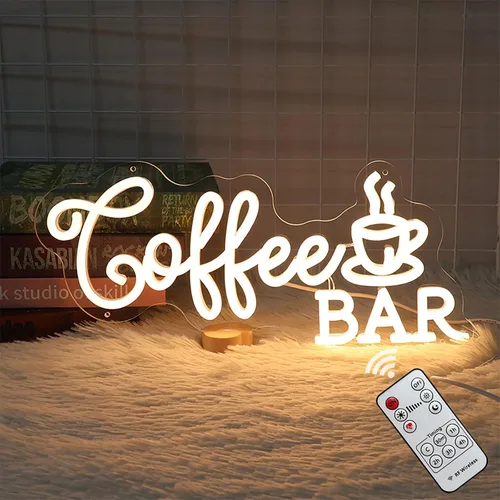 Miniatura 11 de Letrero de neón "But First Coffee" para decoración de pared, de 17 * 16 pulgadas, LED blanco cálido regulable con adaptador de corriente de 12V