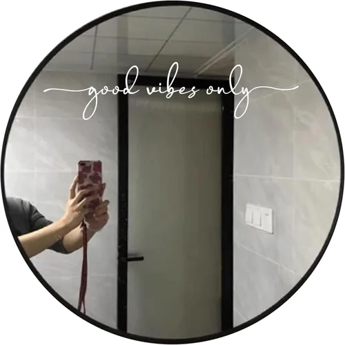 Calcomanía de espejo "Good Vibes Only" – Vinilo blanco con cita motivacional, arte de pared de afirmación positiva para baño, dormitorio, automóvil